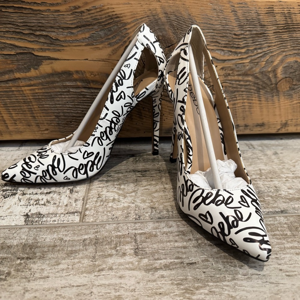 Bebe Black and White Women's Heels